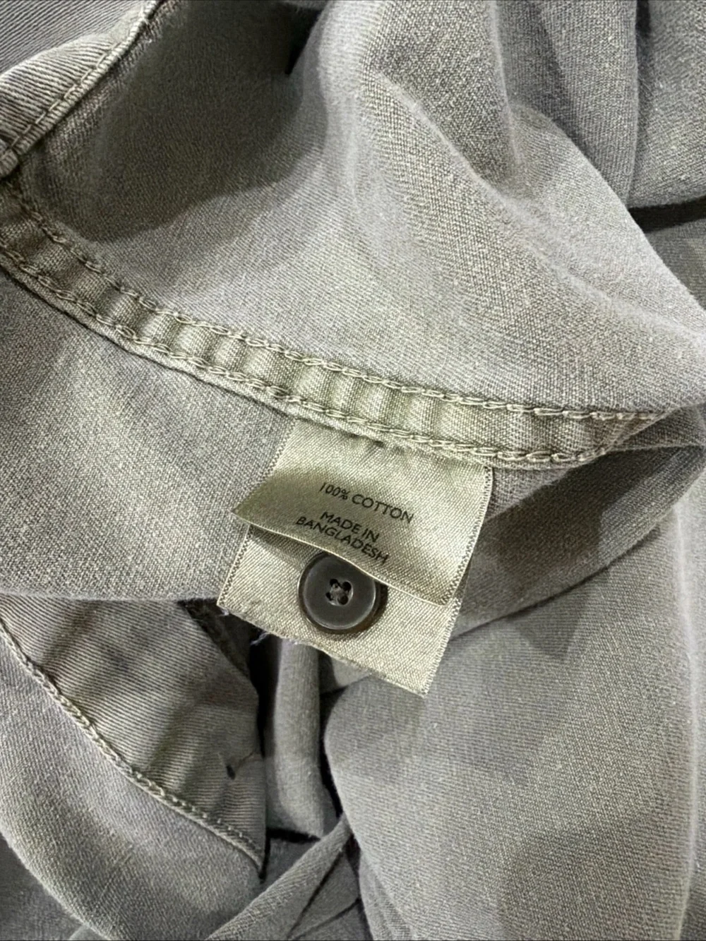 Vintage 90s Levi's Green Canvas Button Down Shirt Green Two Horse Tag Size Large